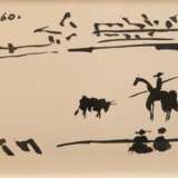 Nach Picasso, Pablo (1881 Malaga-1973 Mougins) "Die Arena", Litho. auf Büttenpapier, im Stein sign. und dat. 1.6.60, 38x83 cm, hinter Glas und Rahmen - photo 1