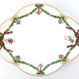 Schale, vierpaßförmig, Royal Copenhagen, Star Fluted Chrismas, Nr. 353, umlaufende Tannengirlande mit Schleifen- und Herzdekor, Goldrand, L. 17 cm - Foto 1