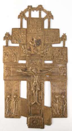 Orthodoxes Kreuz, Messing, reich figürlich reliefiert, 22x10,5 cm - photo 1