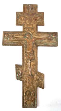Orthodoxes Kreuz, Messing, reliefiert, 27,5x14 cm - фото 1
