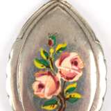 Anhänger um 1900, 800er Silber, emaillierter Rosenzweig, Maße mit Öse 3,8 x 2,1 cm - Foto 1