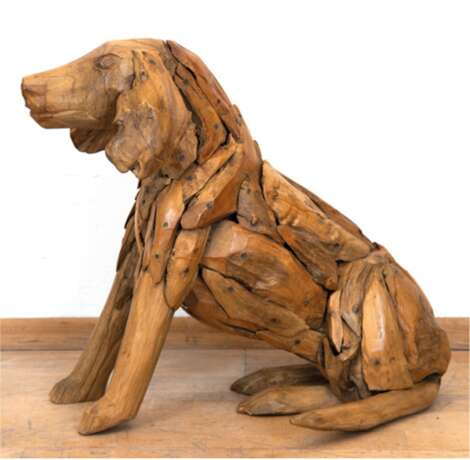 Gartendekoration "Sitzender Hund", aus Treibholz gefertigt, 45x50x20 cm - photo 1