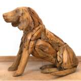 Gartendekoration "Sitzender Hund", aus Treibholz gefertigt, 45x50x20 cm - фото 1