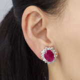 SET OF RUBY AND DIAMOND EARRINGS AND RING - photo 7