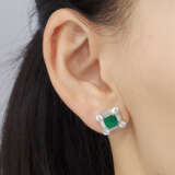 NO RESERVE - SET OF EMERALD AND DIAMOND EARRINGS AND RING - Foto 7