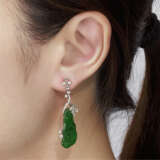 NO RESERVE - JADEITE AND DIAMOND BROOCH AND EARRINGS - Foto 7