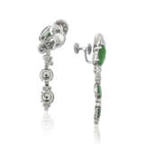 NO RESERVE - JADEITE AND DIAMOND PENDENT EARRINGS; TOGETHER WITH A PAIR OF JADEITE AND DIAMOND EARRINGS - фото 3