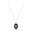 DIAMOND, ONYX AND SEED PEARL PENDENT NECKLACE - Auction archive