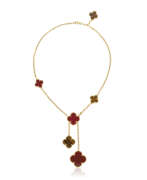 Agate. VAN CLEEF & ARPELS CARNELIAN AND TIGER'S EYE 'MAGIC ALHAMBRA' NECKLACE