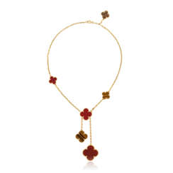 VAN CLEEF & ARPELS CARNELIAN AND TIGER'S EYE 'MAGIC ALHAMBRA' NECKLACE