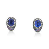 SET OF SAPPHIRE, COLOURED SAPPHIRE AND DIAMOND EARRINGS AND RING - фото 4