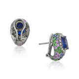 SET OF SAPPHIRE, COLOURED SAPPHIRE AND DIAMOND EARRINGS AND RING - фото 5