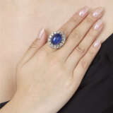 NO RESERVE - STAR SAPPHIRE AND DIAMOND RING - Foto 3