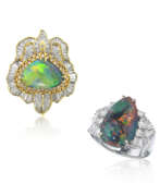 Opal. BLACK OPAL AND DIAMOND RING