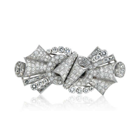 NO RESERVE - DIAMOND DOUBLE CLIP BROOCH - Foto 1