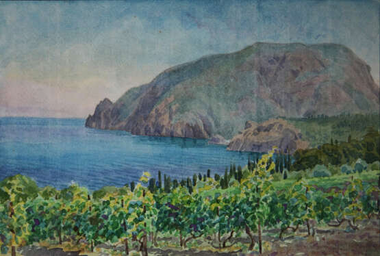 Мамин виноградник. Papier Aquarell Realismus Landschaftsmalerei Russland 2012 - Foto 1