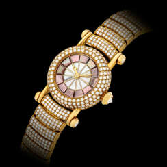 CARTIER, GOLD AND DIAMOND-SET DIABOLO WITH MOTHER-OF-PEARL DIAL 