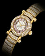Quarzwerk. CARTIER, GOLD AND DIAMOND-SET DIABOLO WITH MOTHER-OF-PEARL DIAL 