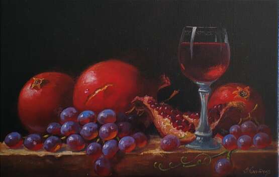 Натюрморт с гранатами Canvas on the subframe Oil Classical Realism Still life Russia 2024 - photo 1
