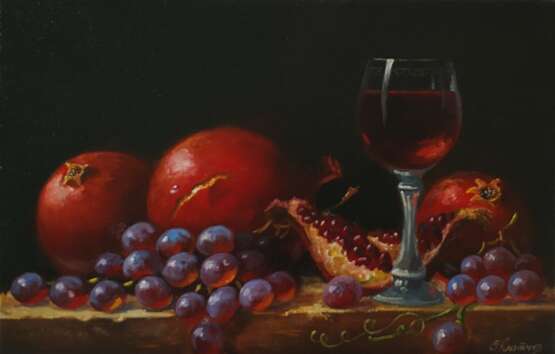 Натюрморт с гранатами Canvas on the subframe Oil Classical Realism Still life Russia 2024 - photo 2