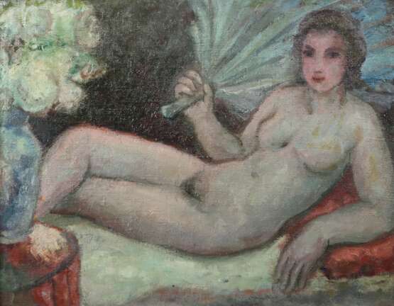 Maler des 20./21. Jh. ''Damenakt'', liegende nackte Frau in … - Foto 1