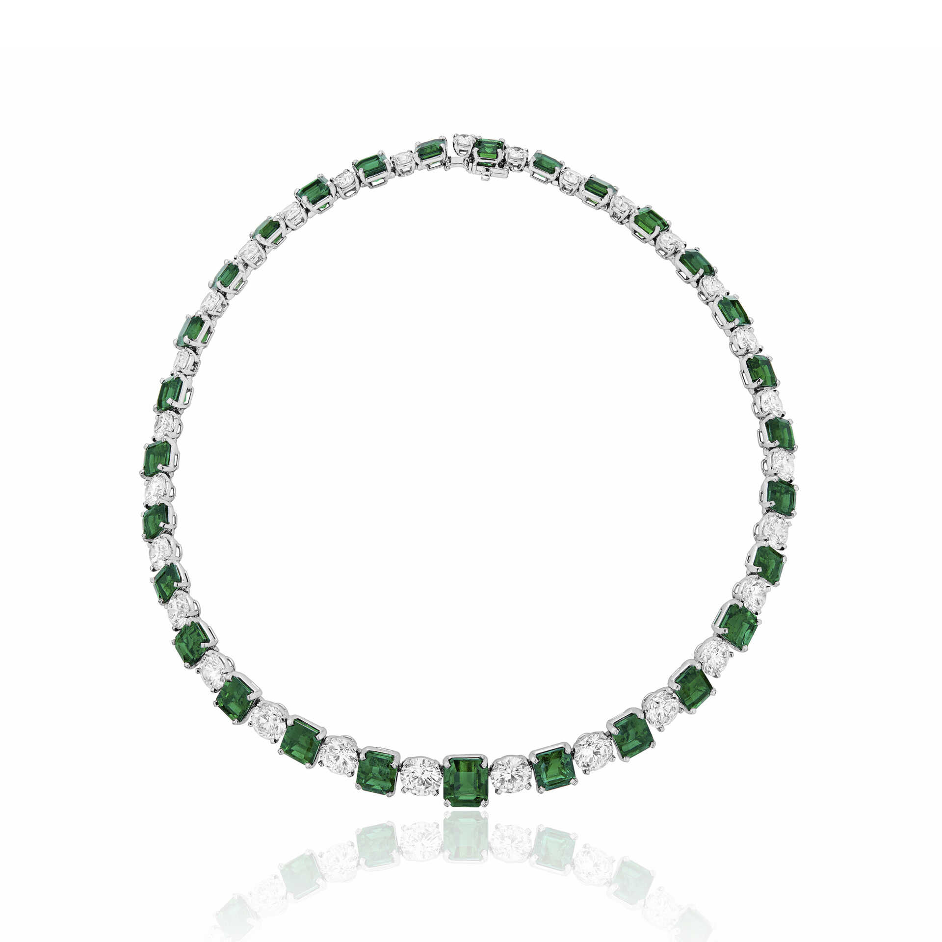 CARVIN FRENCH EMERALD AND DIAMOND NECKLACE