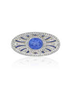 Emaille. DREICER & CO. ART DECO SAPPHIRE, DIAMOND AND ENAMEL BROOCH
