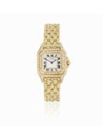 Wrist watch. NO RESERVE | CARTIER DIAMOND AND GOLD ‘PANTHÈRE’ WRISTWATCH