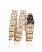 Montre-bracelet. BULGARI ROSE GOLD AND DIAMOND ‘SERPENTI’ WRISTWATCH