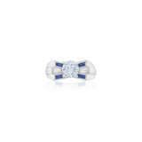 COLORED DIAMOND, SAPPHIRE AND DIAMOND RING - photo 1