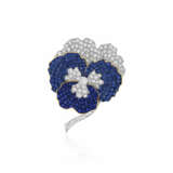 NO RESERVE | SAPPHIRE AND DIAMOND PANSY BROOCH - photo 1