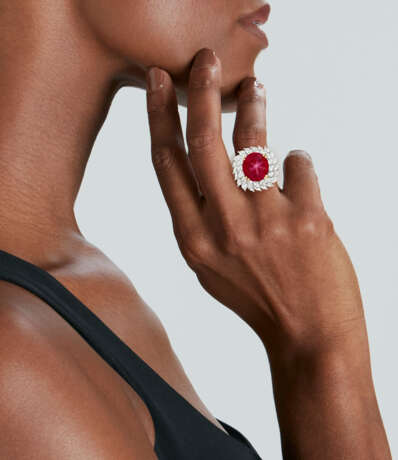STAR RUBY AND DIAMOND RING - photo 2