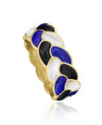 Mother-of-pearl. NO RESERVE | TIFFANY & CO. LAPIS LAZULI, BLACK JADE AND MOTHER-OF-PEARL 'ROPE' BANGLE BRACELET