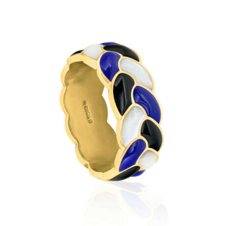 NO RESERVE | TIFFANY & CO. LAPIS LAZULI, BLACK JADE AND MOTHER-OF-PEARL 'ROPE' BANGLE BRACELET - Foto 3