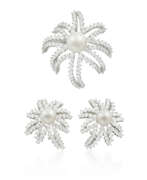 Tiffany & Co.. NO RESERVE | TIFFANY & CO. SET OF CULTURED PEARL AND DIAMOND ‘FIREWORKS’ JEWELRY