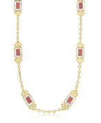 Коралл. CARTIER CORAL AND MOTHER-OF-PEARL LONGCHAIN NECKLACE