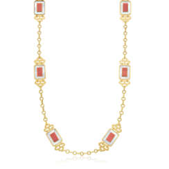 CARTIER CORAL AND MOTHER-OF-PEARL LONGCHAIN NECKLACE