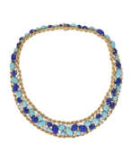 Lapis lazuli. LAPIS LAZULI, TURQUOISE AND DIAMOND NECKLACE