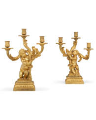 A PAIR OF FRENCH ORMOLU TWO-BRANCH CANDELABRA