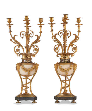 A PAIR OF LATE LOUIS XVI ORMOLU AND WHITE MARBLE CANDELABRA - photo 1
