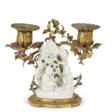 A LOUIS XV ORMOLU-MOUNTED CHINESE BLANC-DE-CHINE PORCELAIN TWO-BRANCH CANDELABRUM - Auction prices