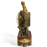 A LATE LOUIS XVI ORMOLU-MOUNTED ROUGE GRIOTTE MARBLE AND PATINATED-BRONZE MANTEL CLOCK - фото 2