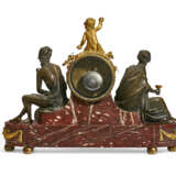 A LATE LOUIS XVI ORMOLU-MOUNTED ROUGE GRIOTTE MARBLE AND PATINATED-BRONZE MANTEL CLOCK - photo 3