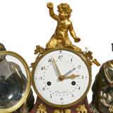 A LATE LOUIS XVI ORMOLU-MOUNTED ROUGE GRIOTTE MARBLE AND PATINATED-BRONZE MANTEL CLOCK - photo 4