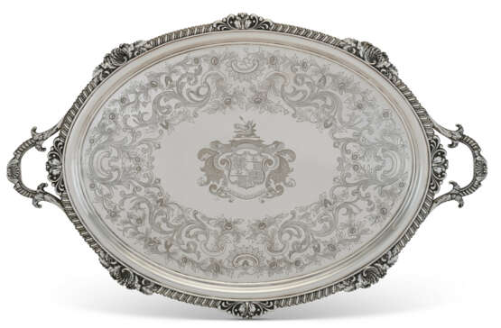 A GEORGE III SILVER TWO-HANDLED FOOTED TRAY - photo 1