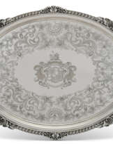 A GEORGE III SILVER TWO-HANDLED FOOTED TRAY