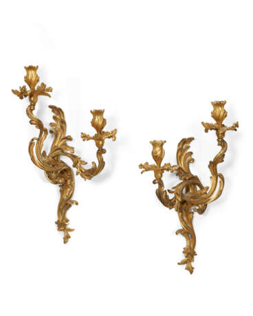 A PAIR OF LOUIS XV ORMOLU TWO-BRANCH WALL LIGHTS - photo 1