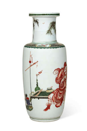 A CHINESE FAMILLE VERTE PORCELAIN ROULEAU VASE - photo 4