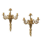 A PAIR OF RESTAURATION ORMOLU AND PATINATED-BRONZE THREE-BRANCH WALL-LIGHTS - photo 1