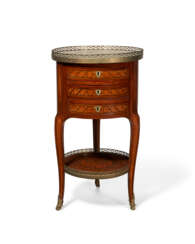 A LATE LOUIS XV ORMOLU-MOUNTED TULIPWOOD, PARQUETRY AND MARQUETRY TABLE EN CHIFFONNIERE